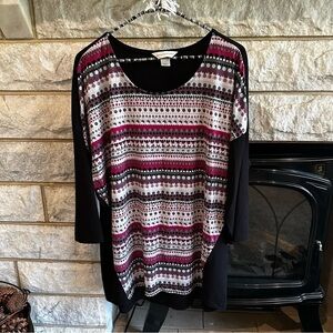 Christopher & Banks dolman high low geometric print tunic top XL